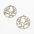 Round Branching Tree Metal Charms in Two Finishes Jewelry Making Pendants view 3