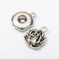 Sculpted Rose Flower Metal Charm Pendant in Four Finishes view 3