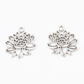 Layered Lotus Flower Metal Charms in Two Finishes Jewelry Making Pendants view 3