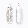 Antique Bronze and Silver Feather Charms with Floral Detail view 3