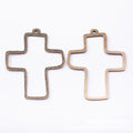 Open Cross Pendant Frame Alloy Jewelry Making Component in 2 Finish Options view 3