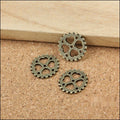 Six Spoke Gear Metal Charm in 4 Distinct Finishes for Jewelry Making view 3