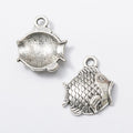 Rounded Fish Textured Metal Charm Pendant For Jewelry Making view 3