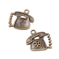 Rotary Telephone Metal Charms in Two Antique Finishes view 3