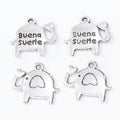 Elephant Metal Charms With Lettered Blanket in Two Antique Finishes view 3