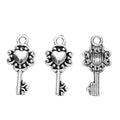 Ornate Heart Key Metal Charm Pendant in 2 Finishes for DIY Jewelry view 3