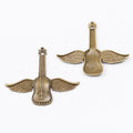 Winged Guitar Metal Charms in Antique Bronze and Silver view 3