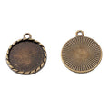 Serrated Edge Round Cabochon Settings in Two Antique Finishes view 3