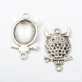 Owl Cabochon Setting Connector Charm Metal Jewelry Making Component view 3