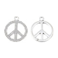 Round Peace Sign Charm Alloy Jewelry Making Component in 2 Finish Options view 3
