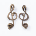 Treble Clef Skull Charm In 3 Metal Finishes For Jewelry Making view 3