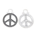 Large Beaded Peace Sign Charms in Bronze and Antique Silver view 3
