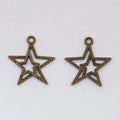 Layered Open Star Metal Charms in Two Antique Finishes view 3