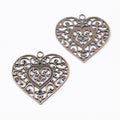 2-Finish Filigree Heart Metal Jewelry Components for Crafts view 3