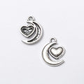Vintage Finish Metal Moon Heart Charms in 5 Style Options view 3