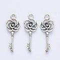 Rose Key Charm in 7 Metal Finishes for Jewelry Making view 3