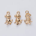 Small Sitting Puppy Metal Charm in Gold and Silver Tones view 3