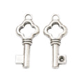 Clover Bow Key Vintage Metal Charm Pendant for Jewelry Making view 3