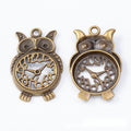 Owl Clock Charm in 2 Finishes Metal Component for Jewelry Making view 3