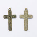 Antique Metal Crucifix Cross Charm Pendant With Textured Detail, 2 Finishes view 3