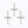 Trefoil Tip Cross Metal Pendant Charms in 6 Distinct Finishes view 3