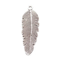 Long Textured Feather Metal Charms in 2 Pictured Finishes view 3