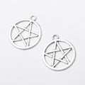 Pentagram Circle Metal Pendant Charms in 3 Distinct Finishes view 3