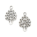 Fan Tail Peacock Metal Charms in Antique Bronze and Silver view 3