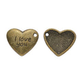 I Love You Heart Charms in Bronze and Antique Silver view 3