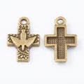 Dove Cross Metal Charm In 2 Finish Options for Jewelry Making view 3