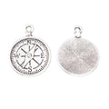 Detailed Compass Metal Charm in Two Antique Finishes view 3