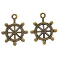 Detailed Ship Wheel Charm in 2 Metal Finishes for Jewelry Making view 3