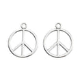 Simple Round Peace Sign Charms in Bronze and Antique Silver view 3