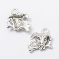 Dog Biting Bone Charm Metal Jewelry Making Component view 3