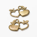 Double Heart Apple Metal Charm Pendant in Two Finishes view 3
