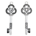 Flower Bow Skeleton Key Metal Charm for Jewelry Making, 2 Finishes view 3