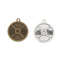 Round Weight Plate Metal Charms in Two Antique Finishes view 3