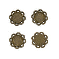 Petal Edge Small Round Cabochon Settings in Two Antique Finishes view 3
