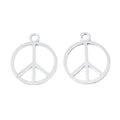 Round Peace Sign Charm Pendants in Six Metallic Finishes view 3