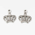 Openwork Crown Charm in Antique Bronze and Silver Tone Metal view 3