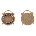 Antique Bronze and Silver Alarm Clock Bezel Charms for Jewelry Making view 3