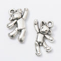 Waving Teddy Bear Charm Small Metal Pendant in Three Finishes view 3
