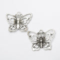 Layered Floral Butterfly Charm In 2 Metal Finishes For Jewelry Making view 3