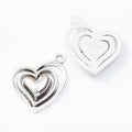 Layered Open Heart Metal Charm in Two Antique Finishes view 3