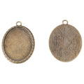 Oval Cabochon Pendant Setting with Engraved Border view 3