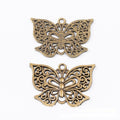 Antique Metal Filigree Butterfly Charm Pendant With Textured Detail, 2 Finishes view 3