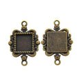 Ornate Square Cabochon Connector Settings in Two Finishes view 3
