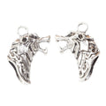 Wolf Head Charm Sculpted Metal Pendant in Two Finishes view 3