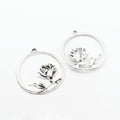 Antique Metal Rose In Circle Charm Pendant With Textured Detail, 2 Finishes view 3
