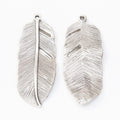 Large Detailed Feather Metal Charm Pendant Jewelry Making Component view 3
